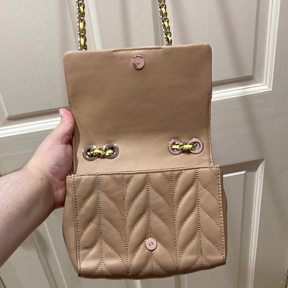 Kate Spade Tan White Yellow Briar Lane Quilted Mini Emelyn Purse Bag - Picture 7 of 16
